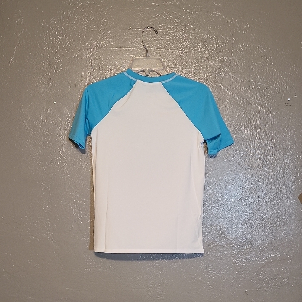 Lands' End Boys Blue Shark Swim Shirt NWOT Large 10-12 Rashguard - Picture 2 of 10